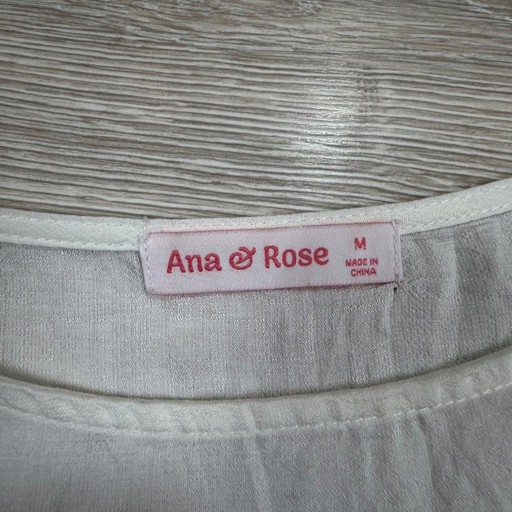 Ana & Rose Womens White Floral Embroidered Boho Blouse Top Medium - Picture 2 of 8